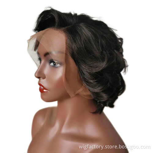 Short Human Hair Wigs Pixie Pre Plucked Lace ,Brazilian Human Hair Lace Front Wigs Curly,Pixie Curl Human Hair Wigs